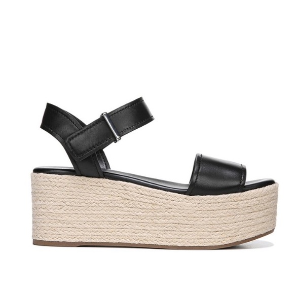 Franco Sarto Black Ben Leather Platform Espadrilles Sandal Women’s Size 10 Wide - Picture 4 of 5